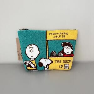 Peanuts Character Snoopy Towel Texture Canvas Cosmetic Bag NWT